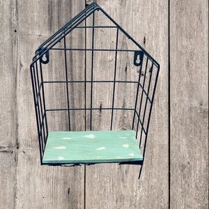 UpCycled Chippy Green Wood Metal House Shaped Decor, Farmhouse, CottageCore